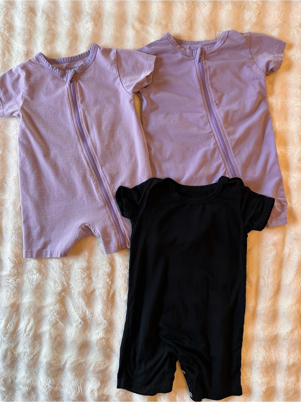 6-12M Short-Sleeve One-Piece Rompers Lot Of 3